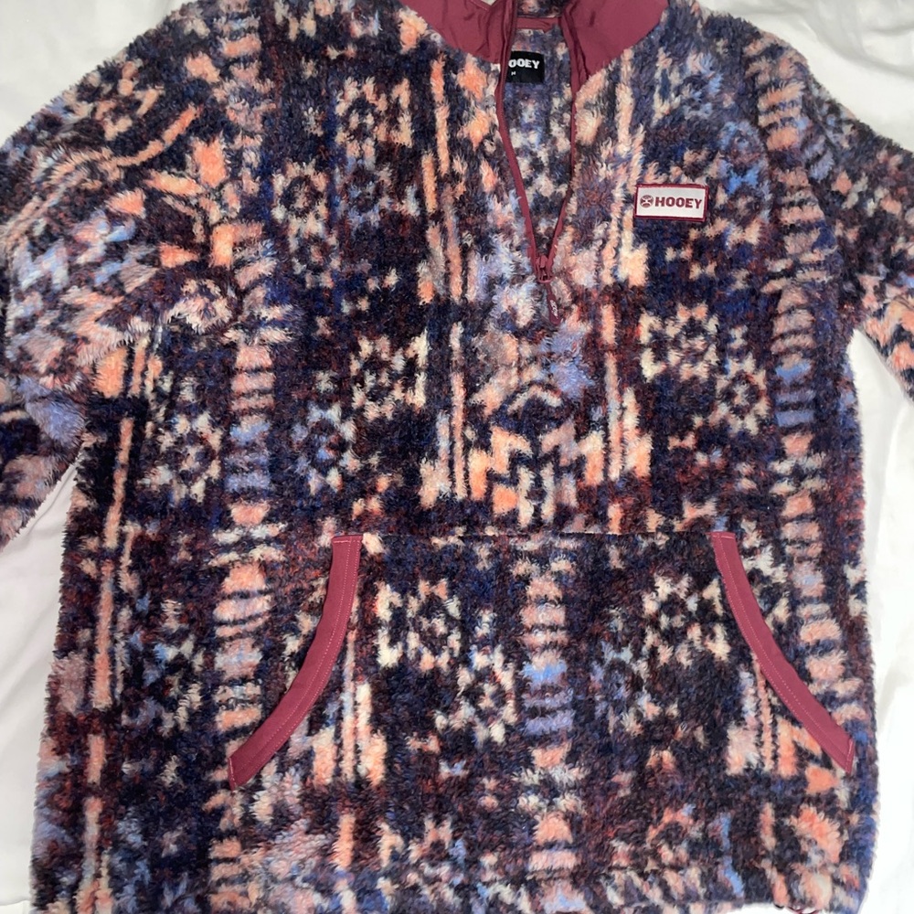 Hooey Purple and Pink Zip Up Sweater - Aztec